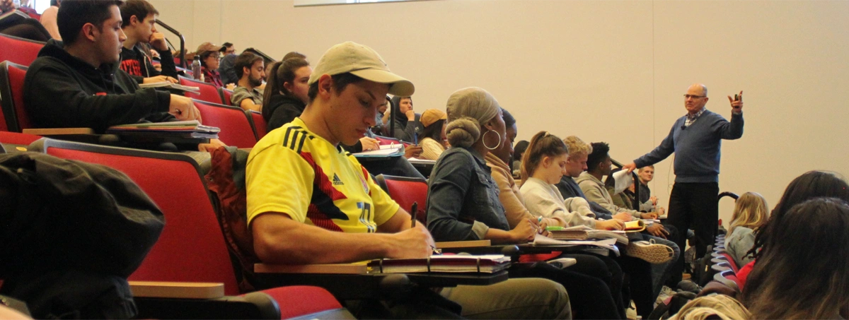 Professor teaching in a lecture hall