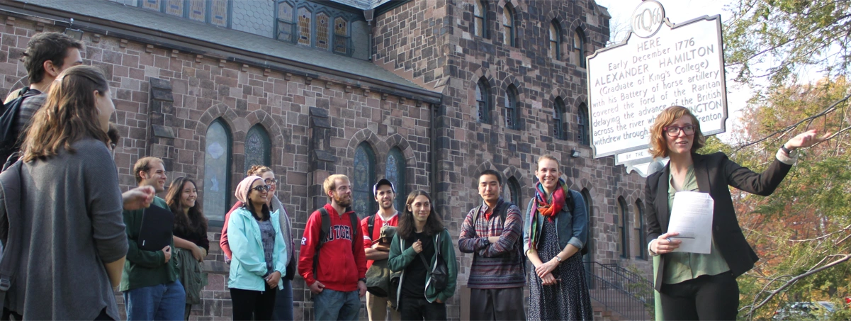 Professor giving tour of campus